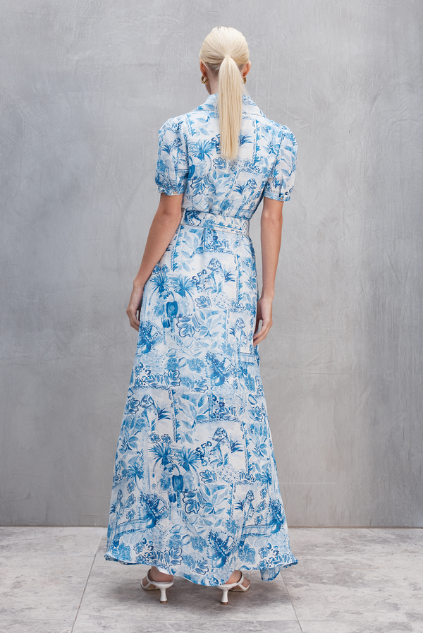 ALY SHIRT DRESS - BLUE FLORAL PRINT