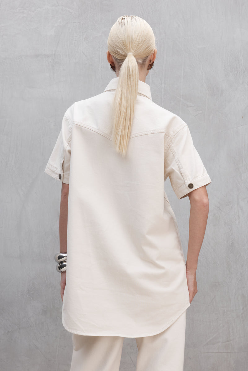 SHORT SLEEVE DENIM SHIRT CREAM