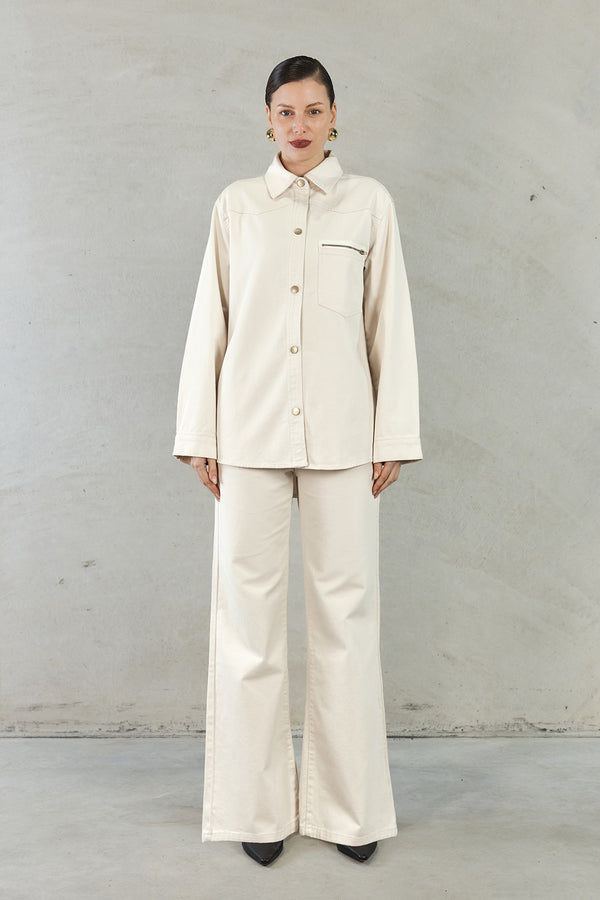 JOSEFINA OVERSIZED DENIM SHIRT - CREAM
