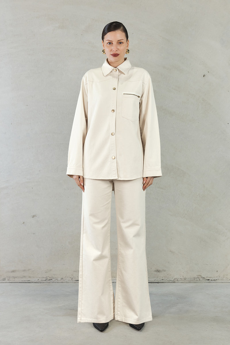JOSEFINA OVERSIZED DENIM SHIRT - CREAM