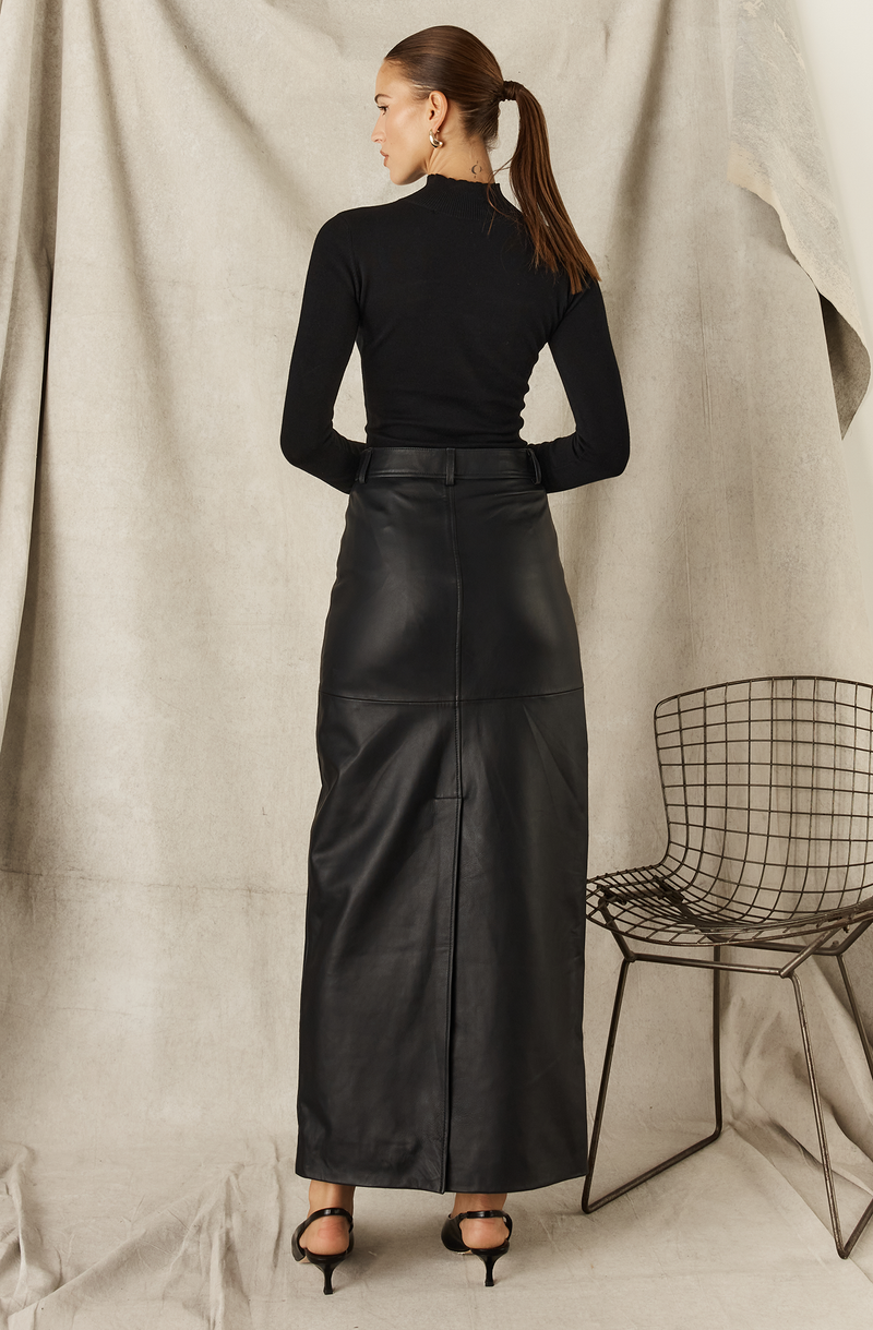 LEATHER MAXI SKIRT MIDNIGHT BLUE PRE-ORDER AVAILABLE (DELIVERING MID MAY)