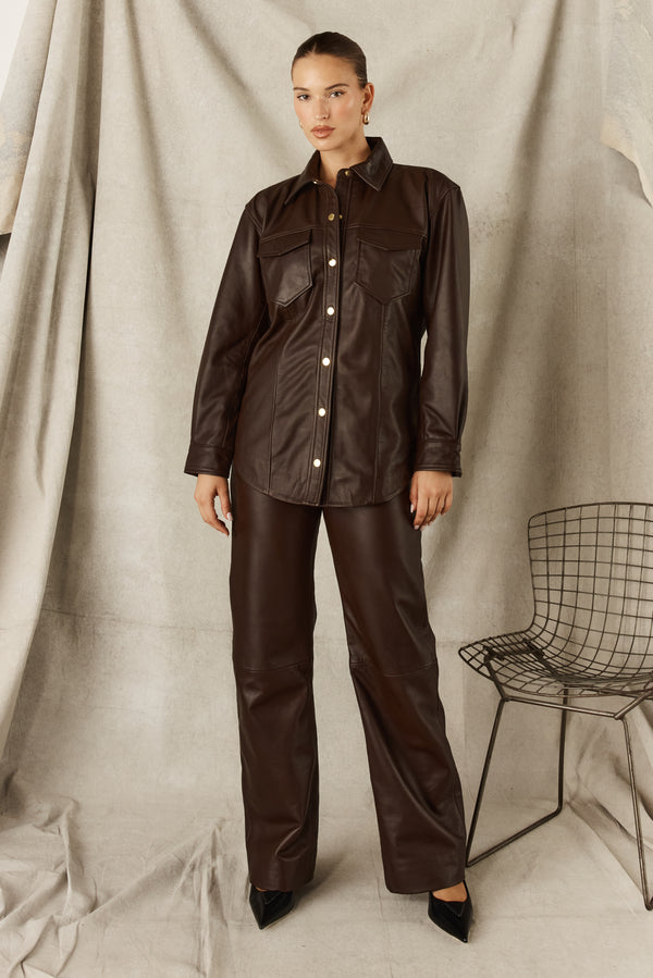 LEATHER SHIRT - CHOCOLATE