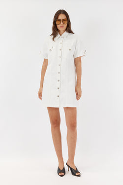 SARAH BOXEY DENIM SHIRT DRESS - WHITE WASH PRE ORDER AVAILABLE