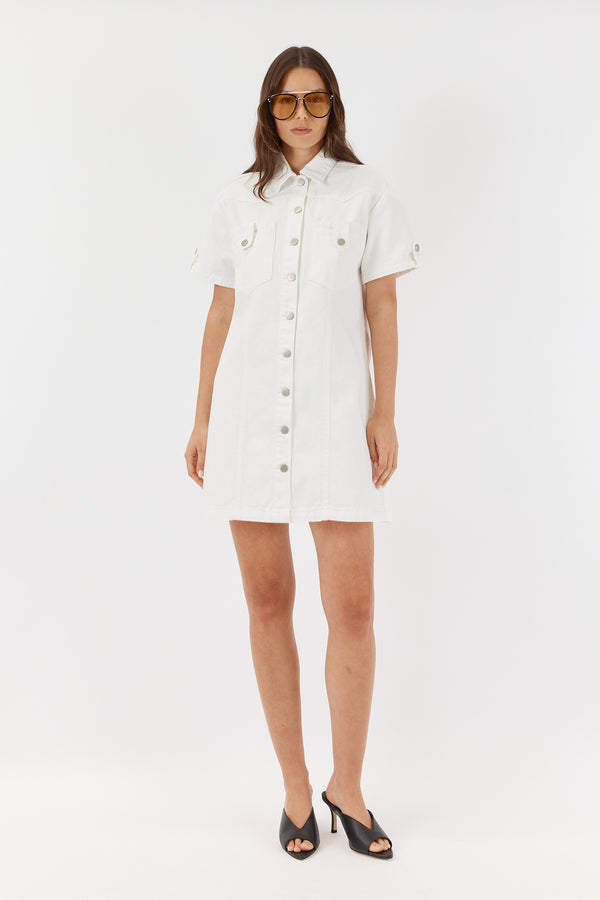SARAH BOXEY DENIM SHIRT DRESS - WHITE WASH PRE ORDER AVAILABLE
