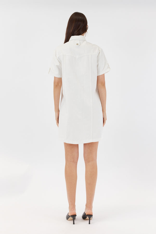 SARAH BOXEY DENIM SHIRT DRESS - WHITE WASH PRE ORDER AVAILABLE