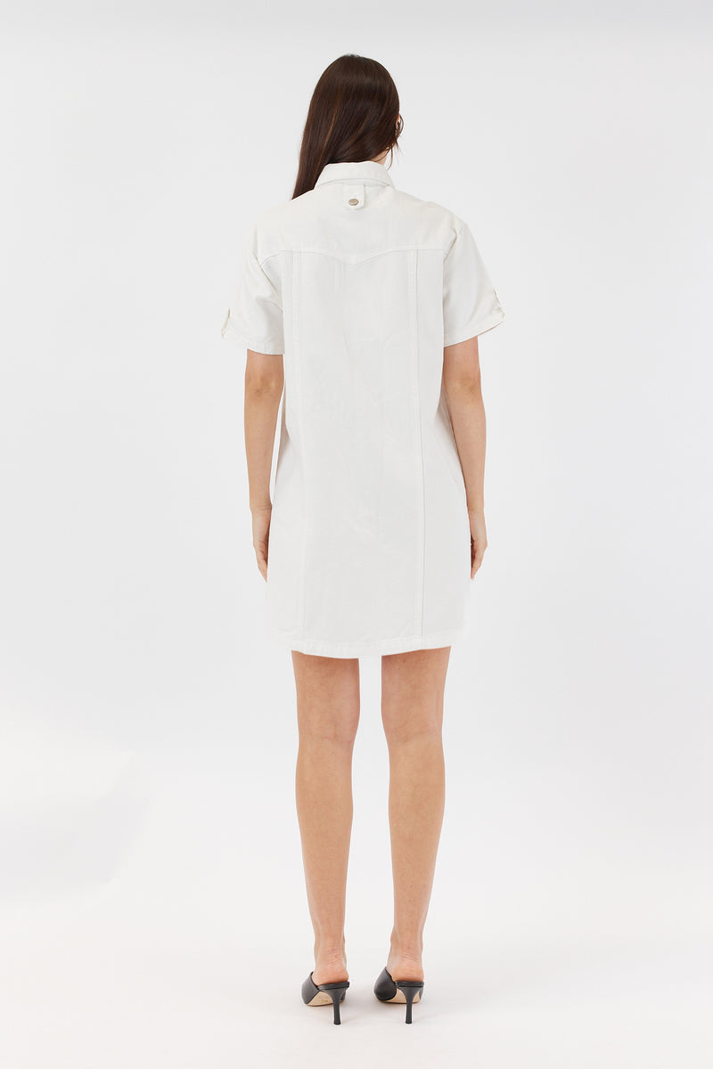 SARAH BOXEY DENIM SHIRT DRESS - WHITE WASH PRE ORDER AVAILABLE