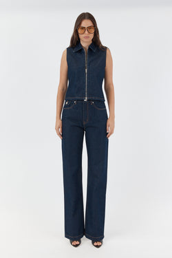 ANDREA DENIM VEST INDIGO RINSE