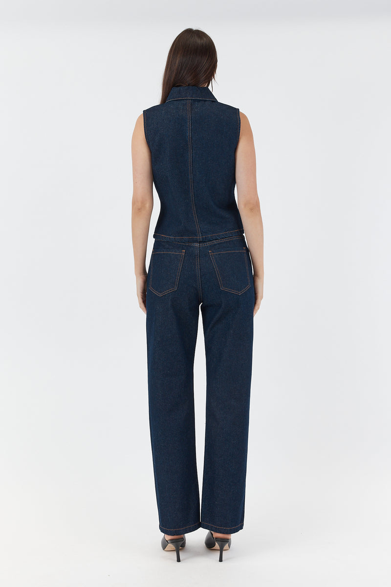 ANDREA DENIM VEST INDIGO RINSE