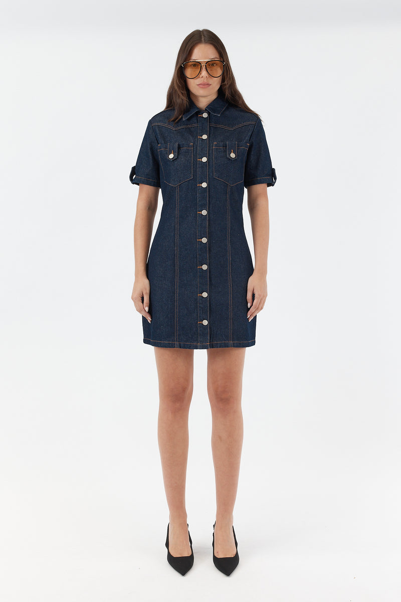 ALILA MINI DRESS INDIGO RINSE