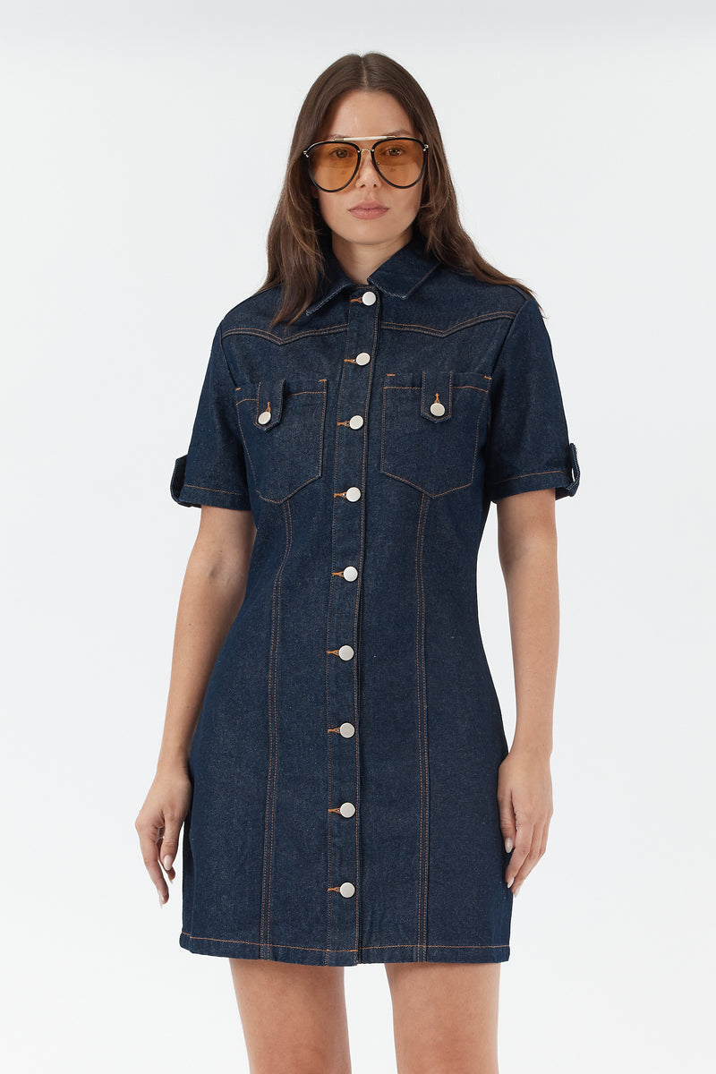 ALILA MINI DRESS INDIGO RINSE