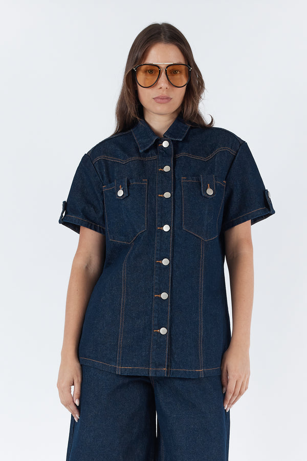 DANA BOXEY DENIM SHIRT INDIGO RINSE PRE ORDER