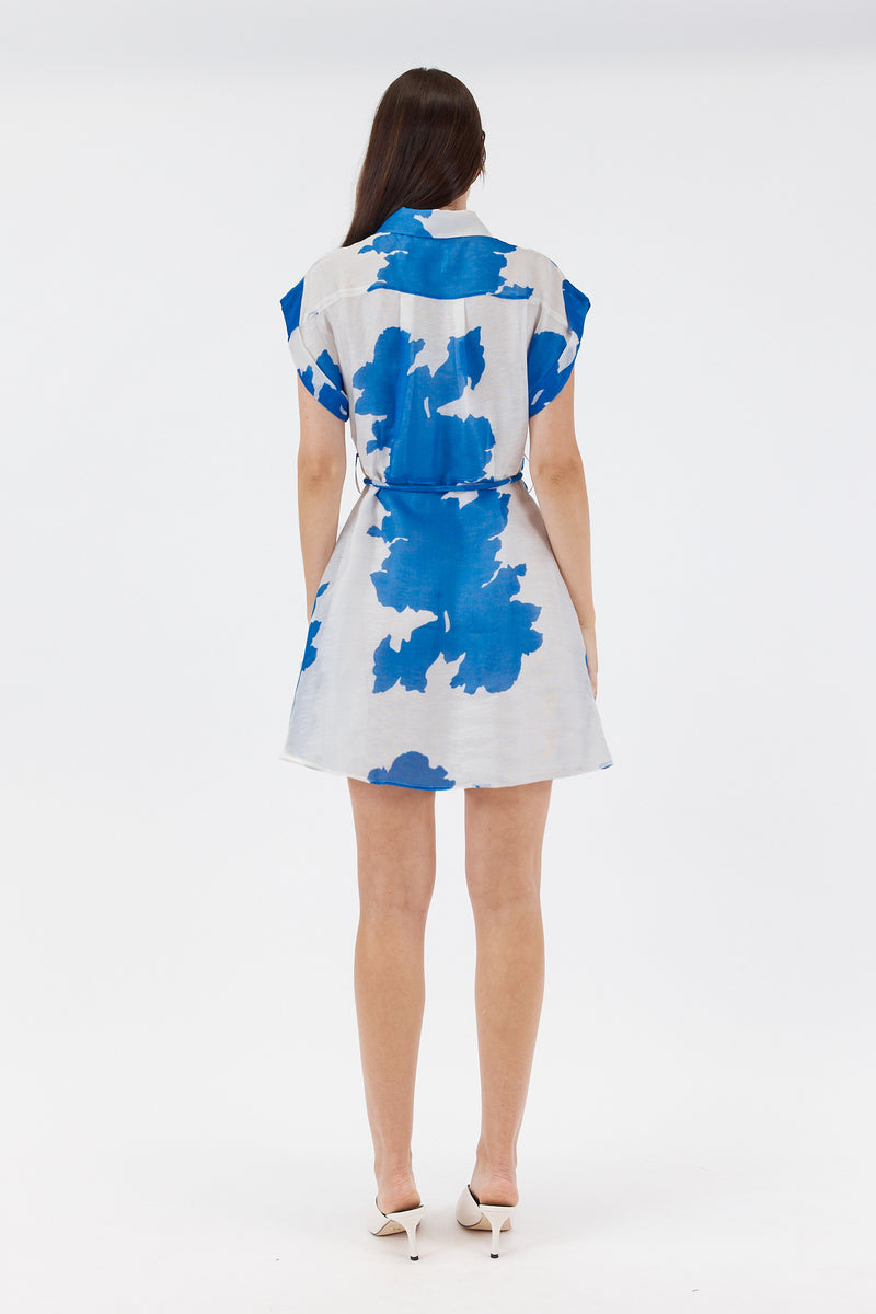 CHARMAINE MINI DRESS BLUE FLORAL PRINT - PRE ORDER AVAILABLE