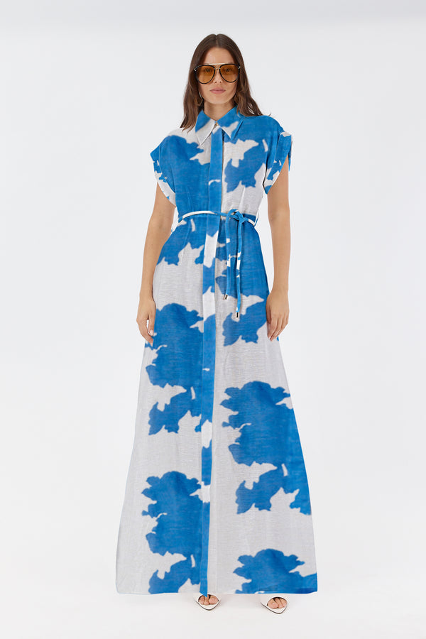 LEANNE SHIRT DRESS - BLUE FLORAL PRINT - PRE ORDER