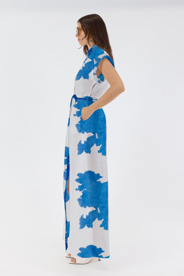 LEANNE SHIRT DRESS - BLUE FLORAL PRINT - PRE ORDER