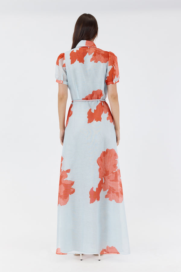 JANELLE MAXI SHIRT DRESS RED FLORAL PRINT - PRE ORDER