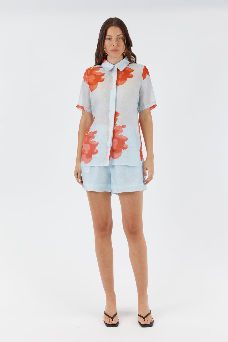 CHANTELLE BLOUSE - RED FLORAL PRINT