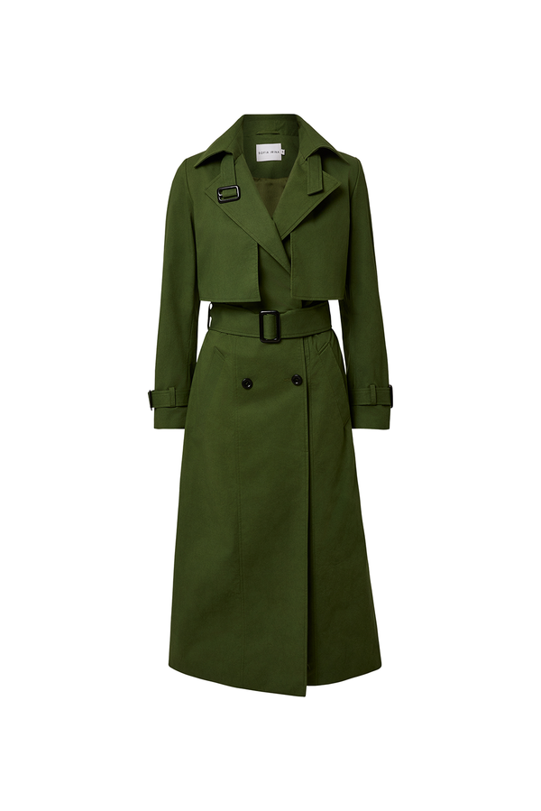 COTTON TRENCH COAT - CHIVE