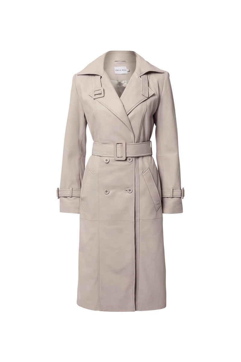 LEATHER TRENCH COAT MILK